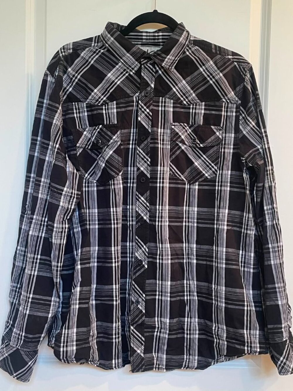 CHALC Men’s Long Sleeve Button Up Plaid Shirt, Size XXL